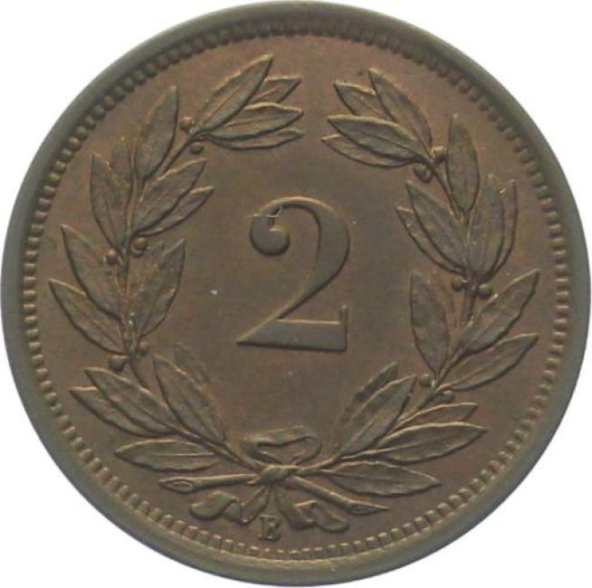 2 Rappen 1875 B - fast stempelglanz